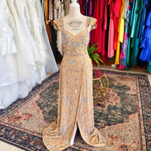 Champagne gold embroidered evening gown
